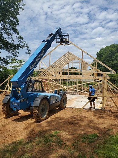 Two Story Wood Garage Construction