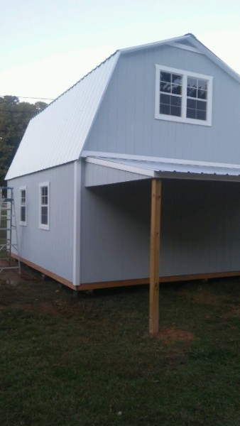 Two Story Lofted Storage Building Leanto